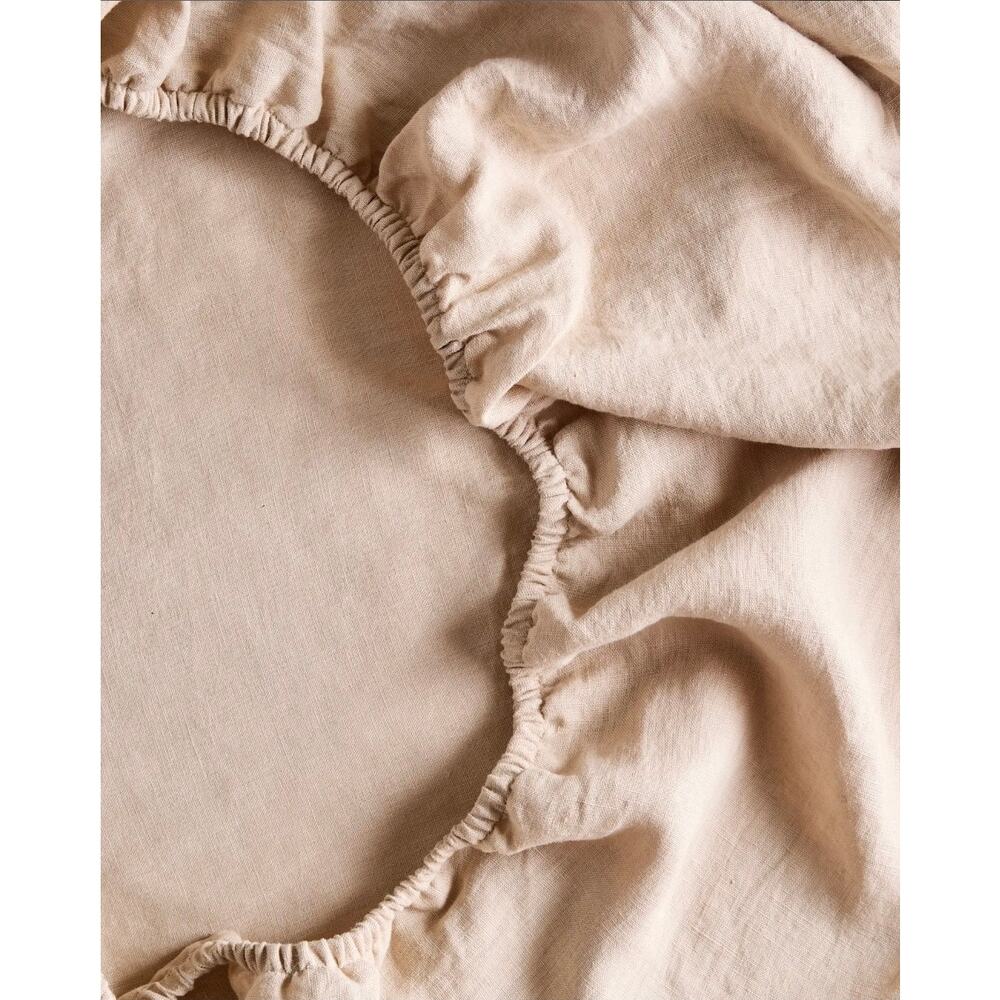 New Quince 100% European Flax Linen King 4Pc Sheet Set Toffee $204 MSRP - Picture 3 of 7